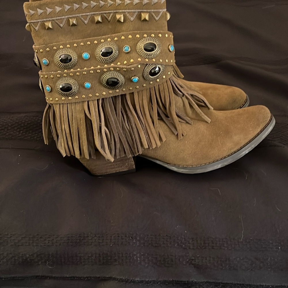 Sbicca Brown Ankle Booties with Fringe